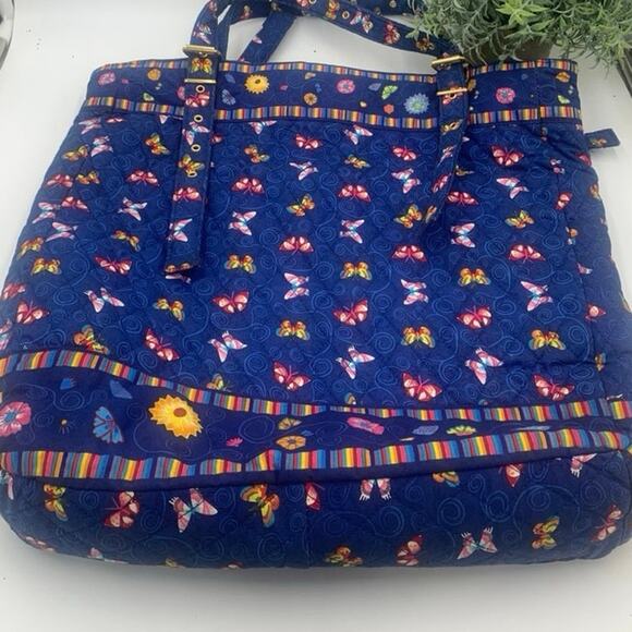 Americana by Sharif Blue Red 
Butterfly Floral Large Quilted 2 Handle
Tote Bag - Picture 7 of 14